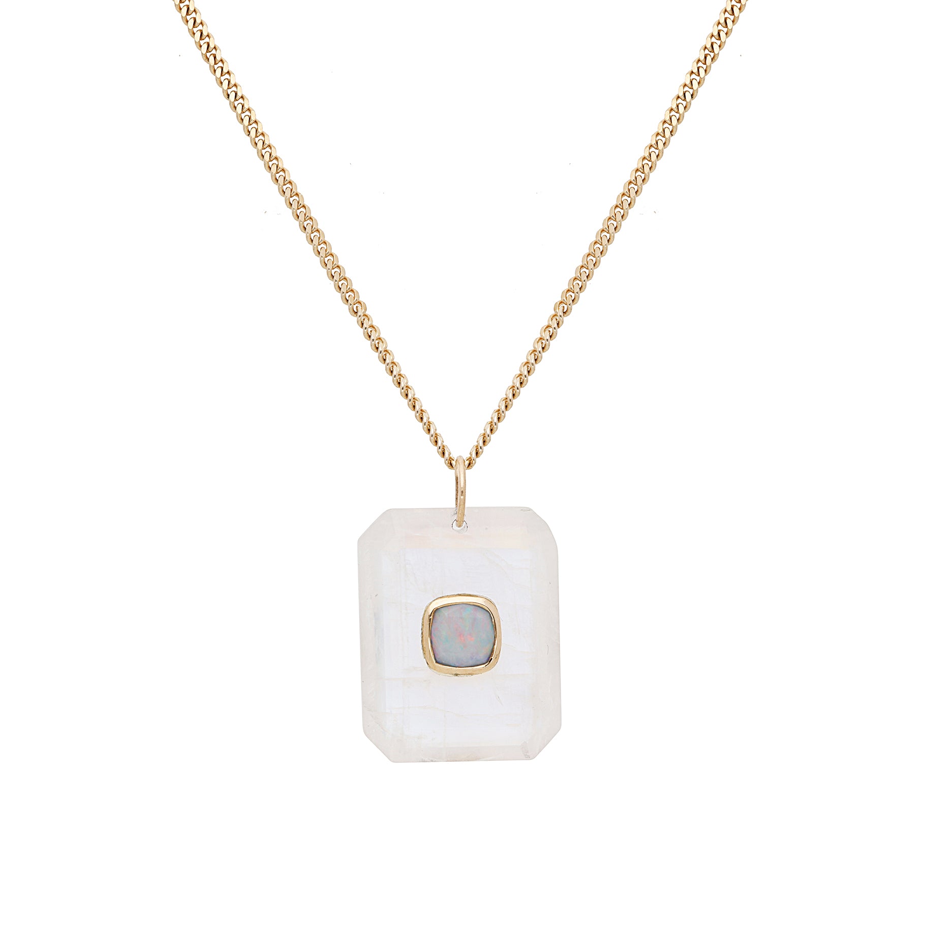 Collier en or jaune - Pierre de lune & Opale Australienne