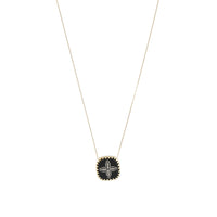 Collier trèfle en or jaune et argent avec diamant - Diamant & Résine