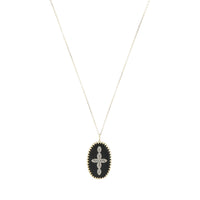 Collier croix en or jaune et argent avec diamant - Diamant & Résine
