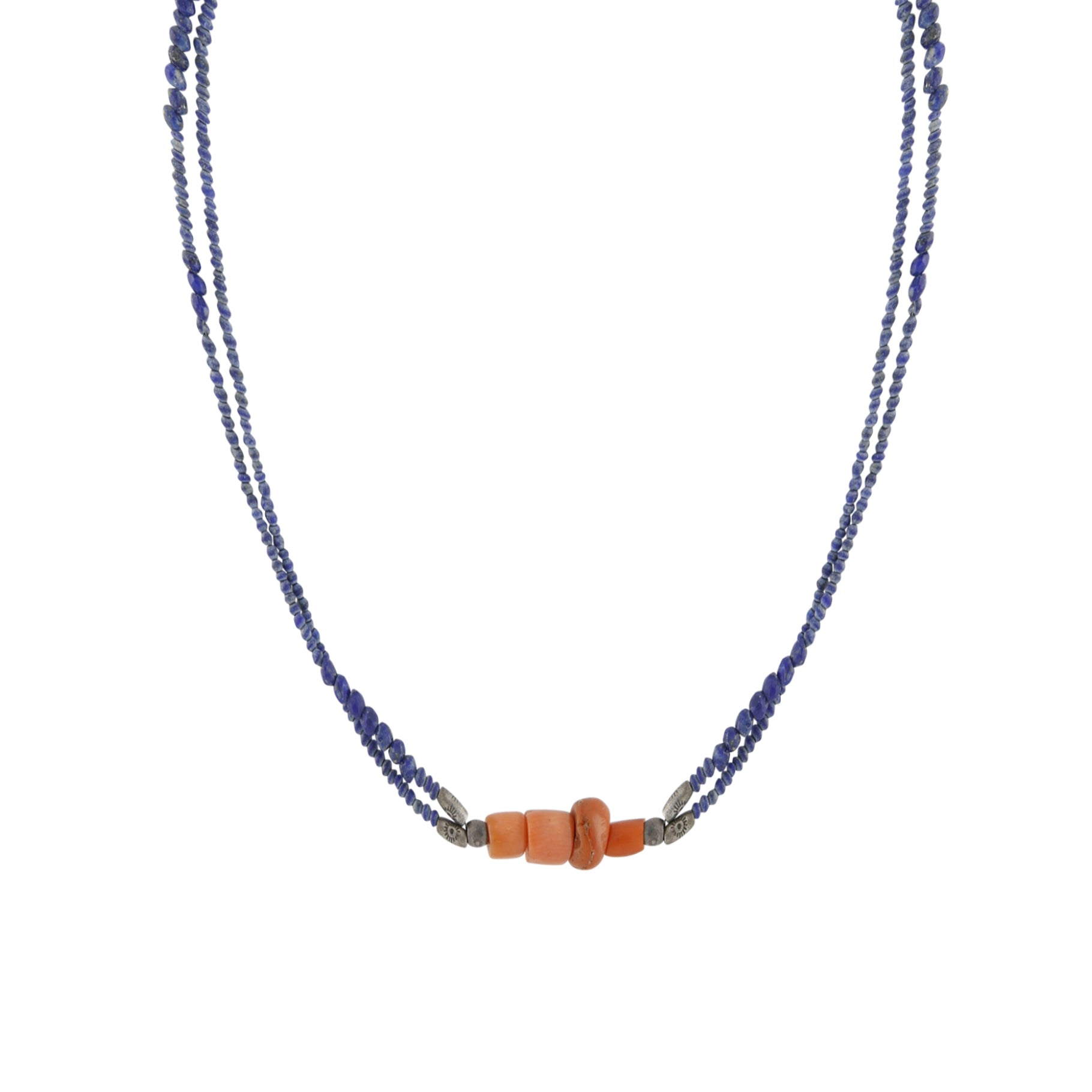 Silver necklace - Lazuli & Coral