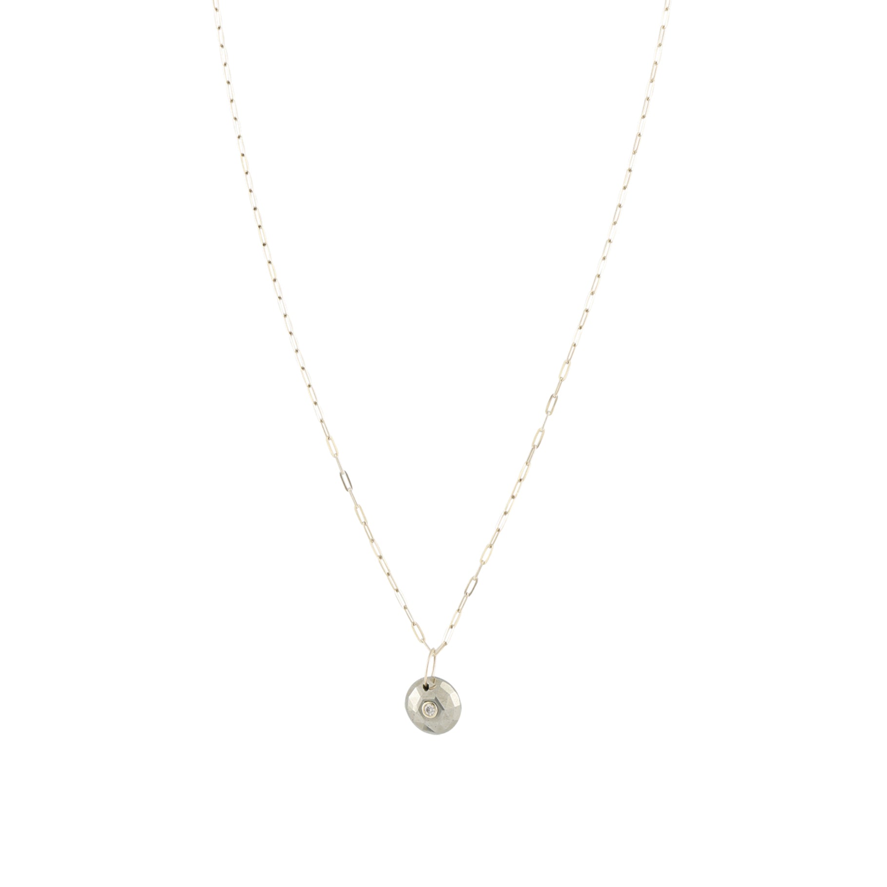 Yellow gold necklace set with diamonds - Diamond & Pyrite