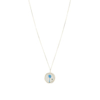 Yellow gold and silver necklace - Tsavorite & Resin