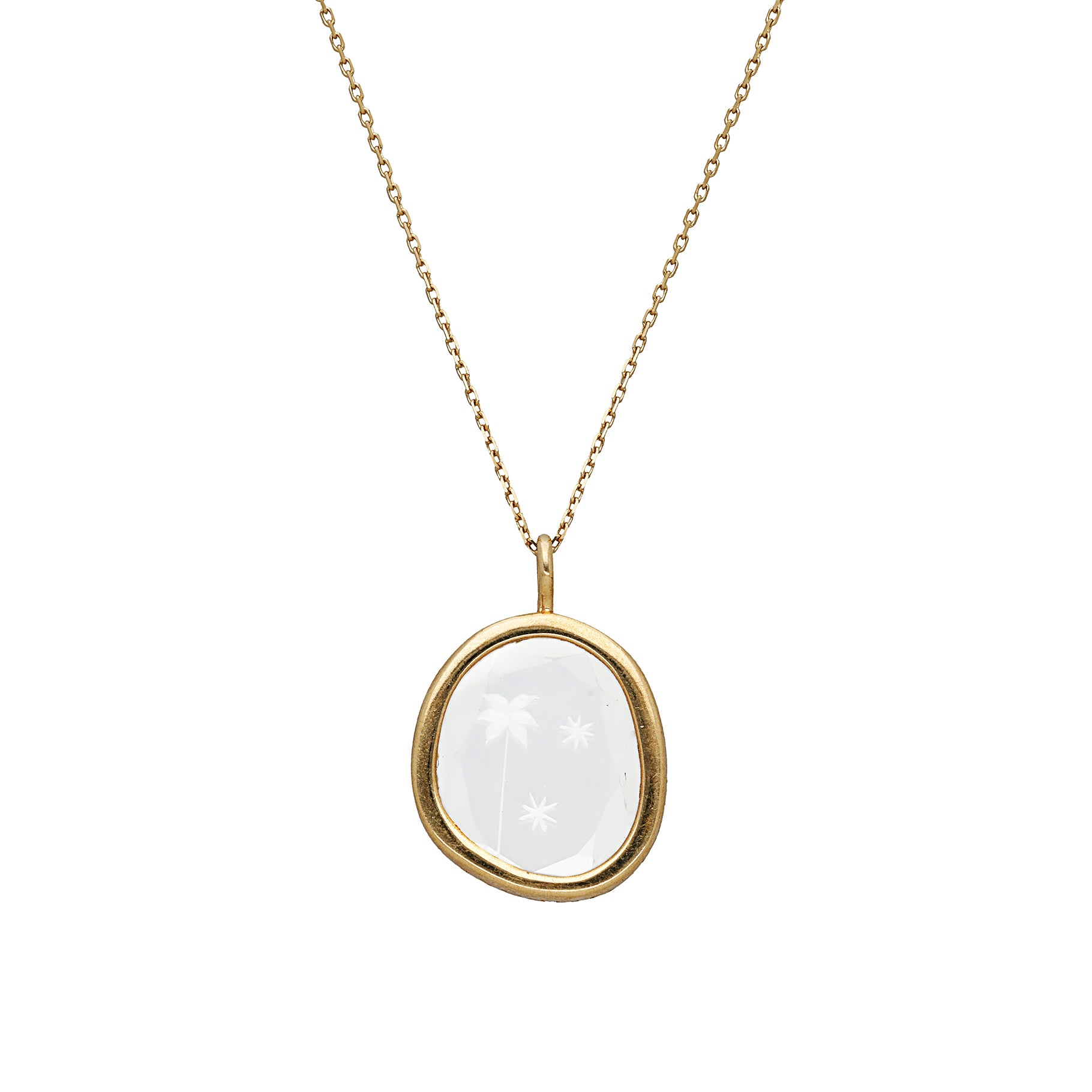 Yellow gold necklace - Crystal