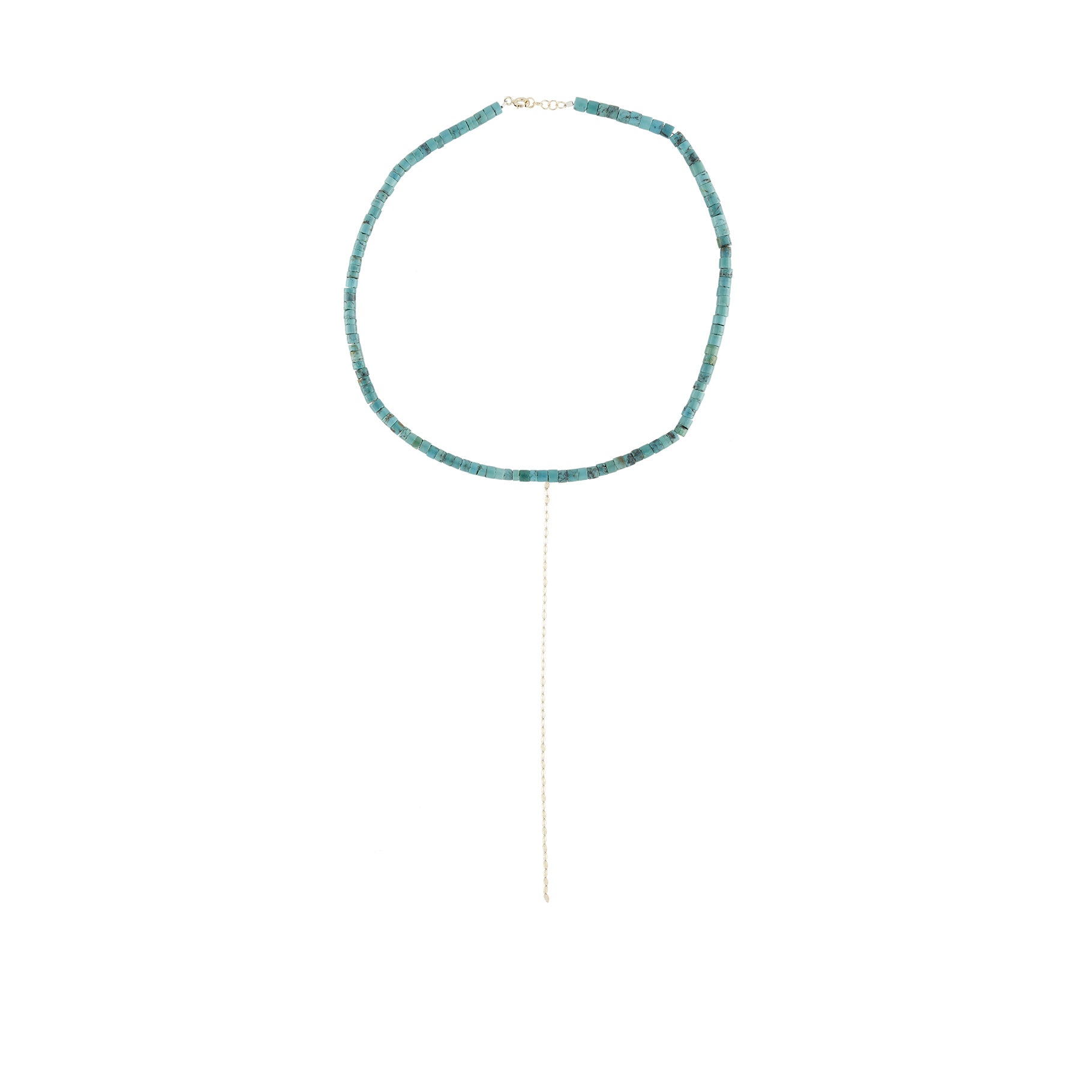 Yellow gold necklace - Stabilised turquoise