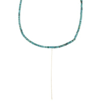 Yellow gold necklace - Stabilised turquoise