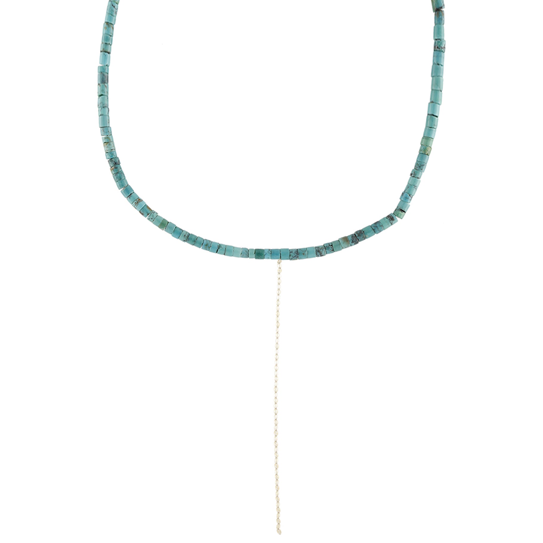 Yellow gold necklace - Stabilised turquoise