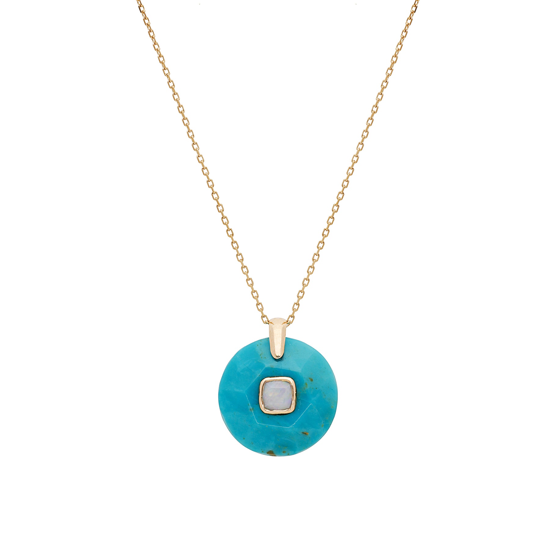 Collier en or jaune - Turquoise & Opale australienne