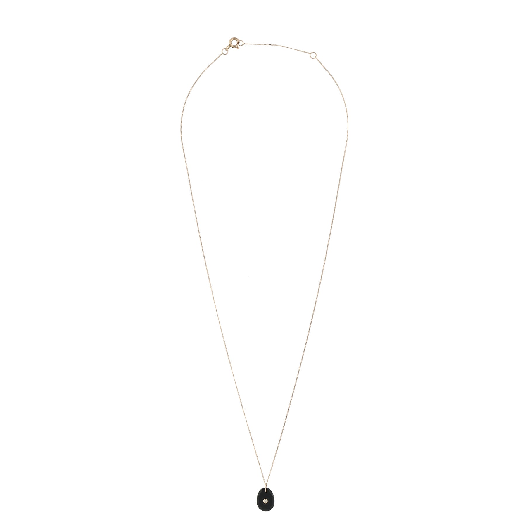 Collier oeil en or jaune avec diamant - Onyx noir & Diamant