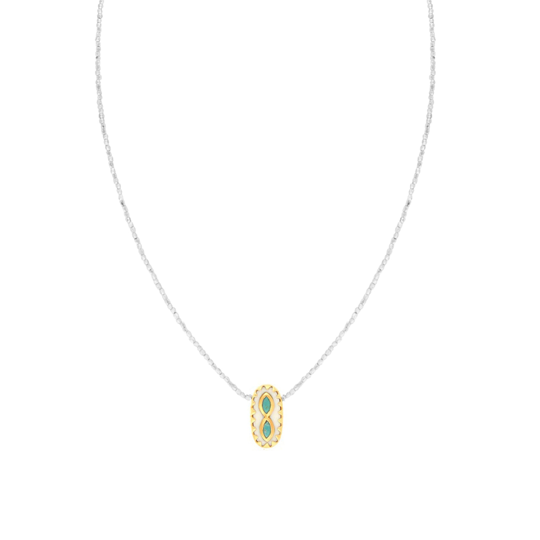 Collier Montauk N°3 en or jaune - Pierre de soleil & Tourmaline