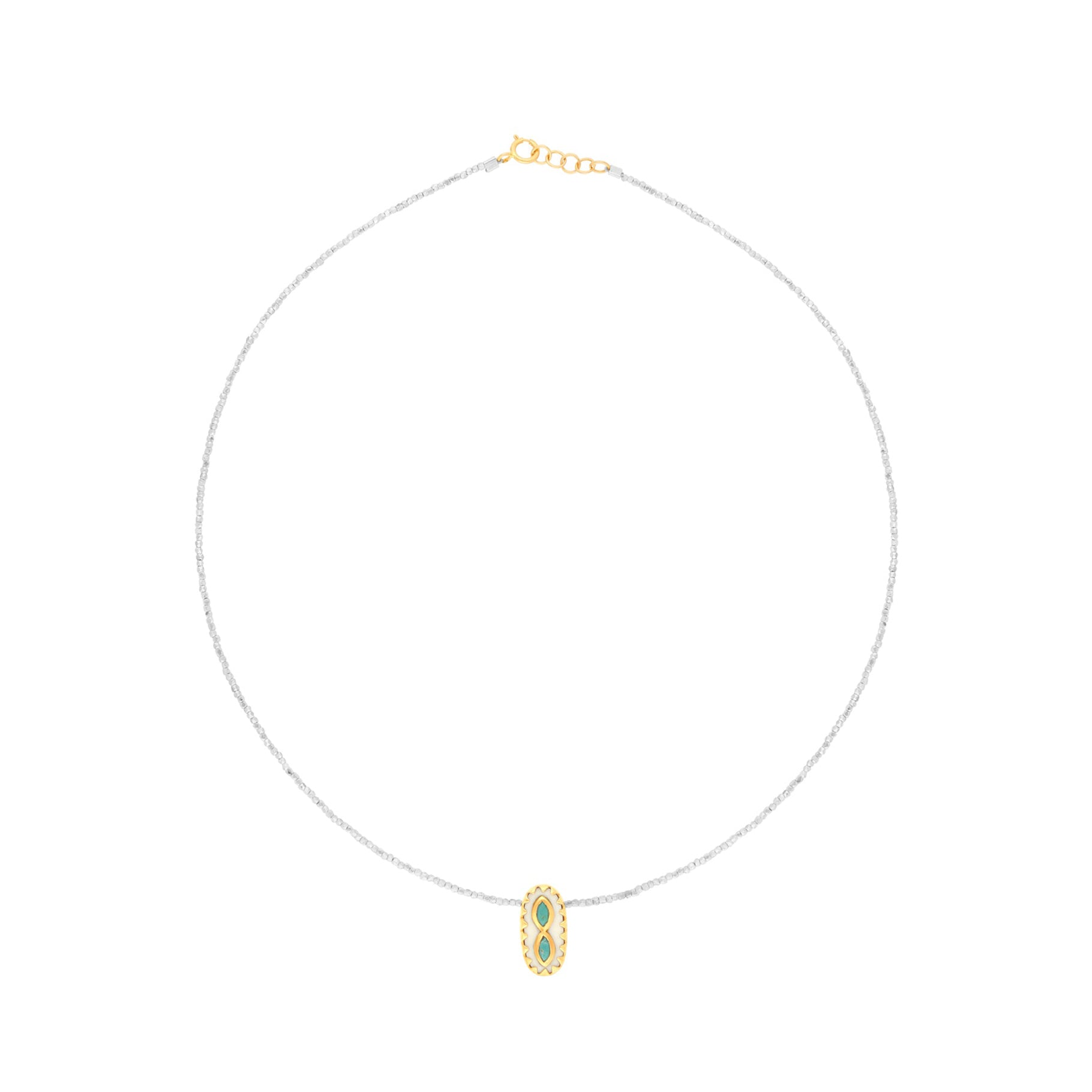 Collier Montauk N°3 en or jaune - Pierre de soleil & Tourmaline