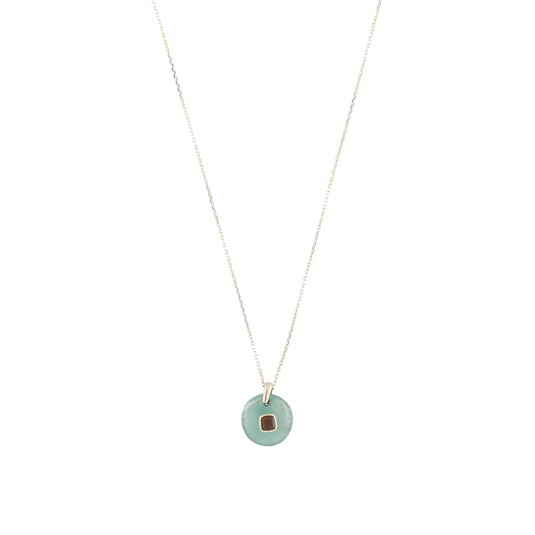 Collier pierre en or jaune - Émeraude & Iolite