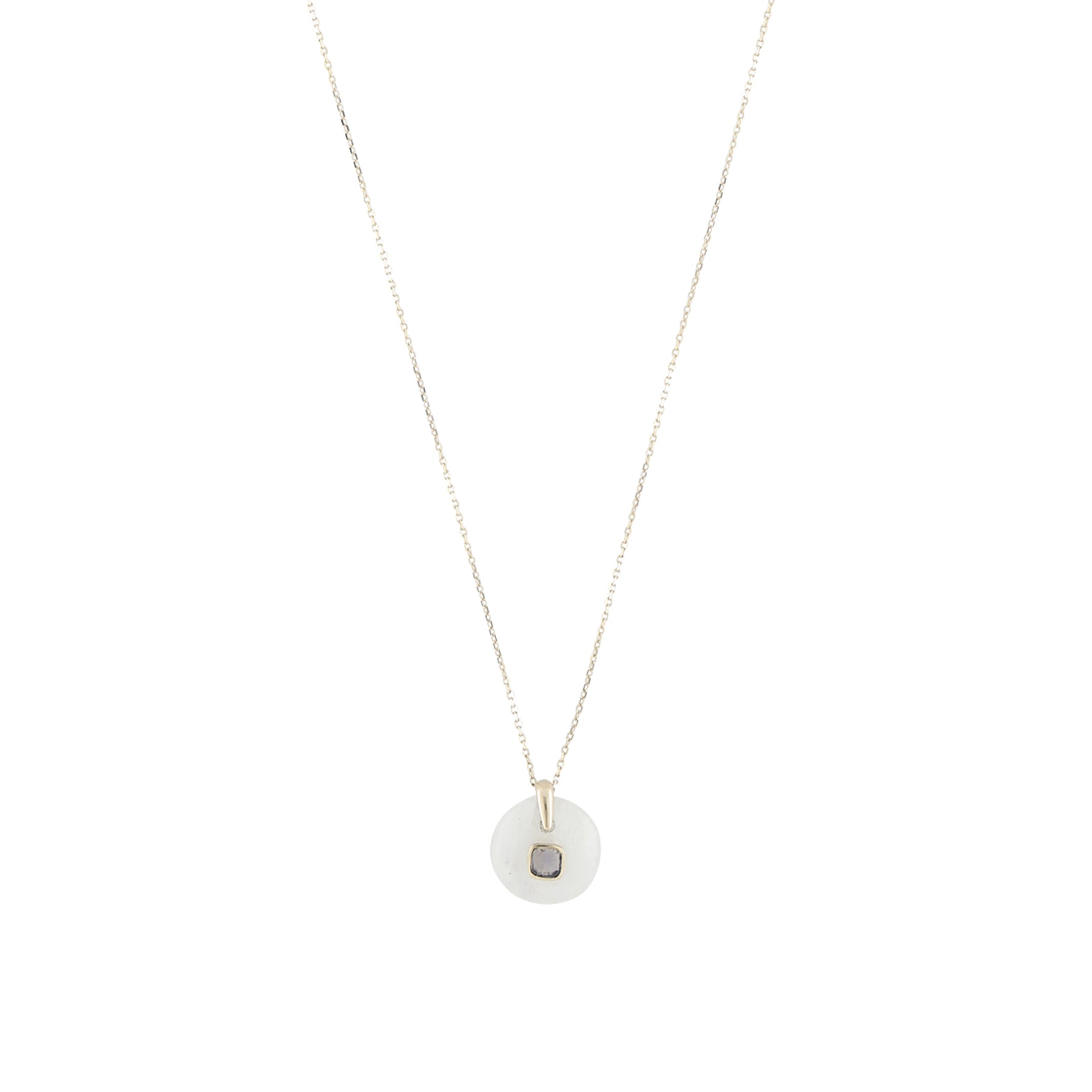 Collier pierre en or jaune - Pierre de lune & Iolite