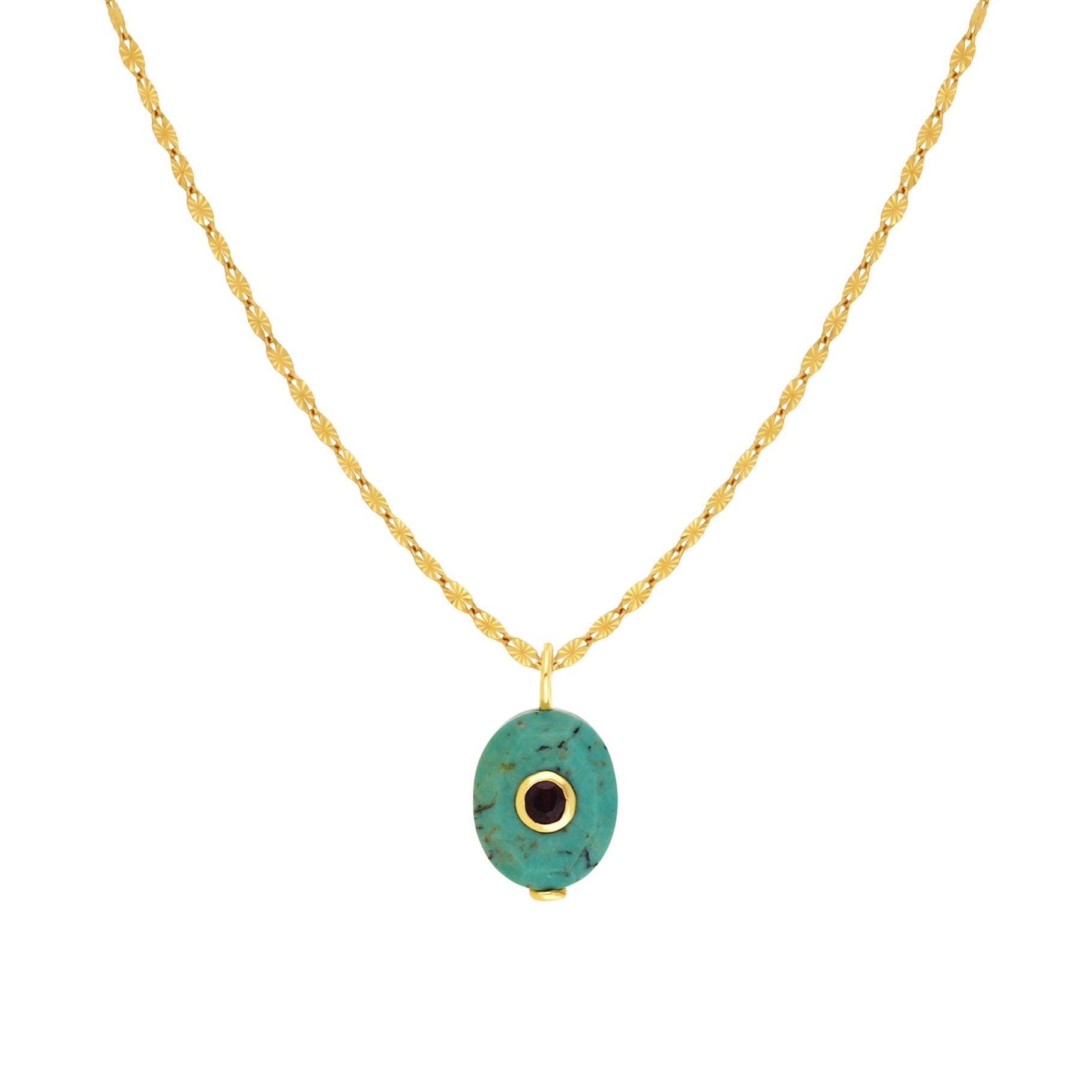 Collier oeil en or jaune - Rhodolite
