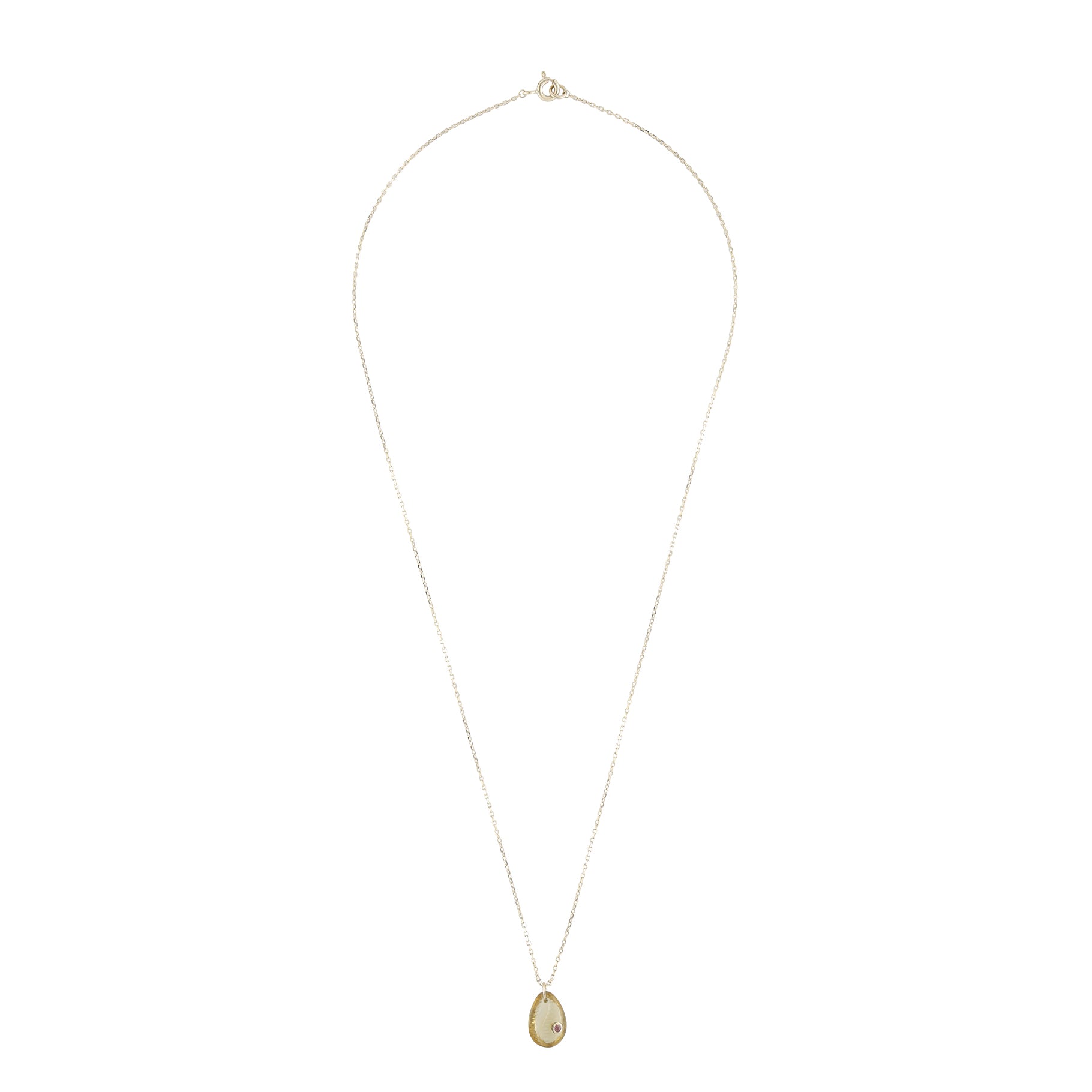 Collier coquillage en or jaune - Rubis & Pierre de soleil