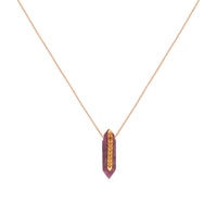 Collier Moon n°1 en or jaune - Rose foncé