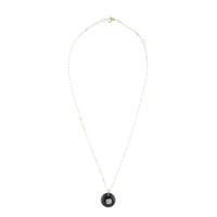 Collier pierre ronde en or jaune - Onyx noir & Opale Australienne