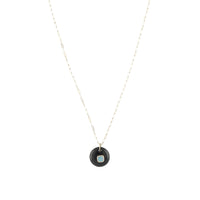 Collier pierre ronde en or jaune - Onyx noir & Opale Australienne