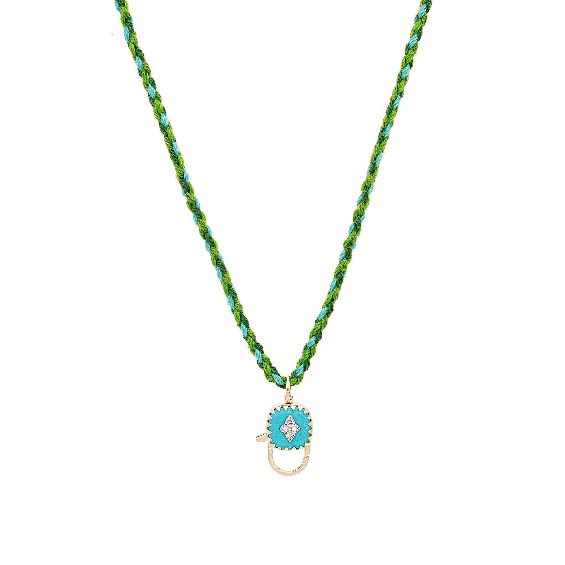 Collier en or jaune sertie de diamant - Turquoise & Diamant