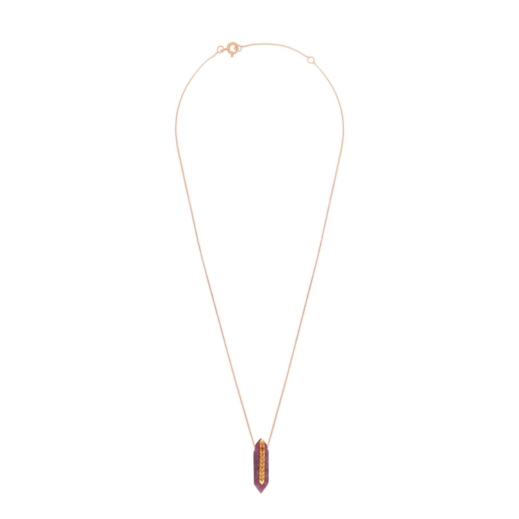 Collier Moon n°1 en or jaune - Rose foncé