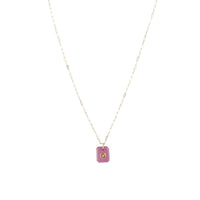 Octagonal necklace in yellow gold - Ruby & Sunstone