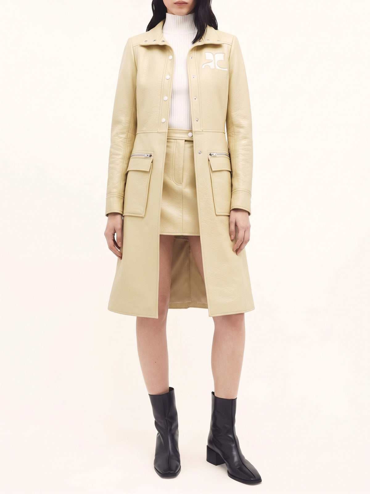 Manteau iconique en vinyle - Pastel Yellow