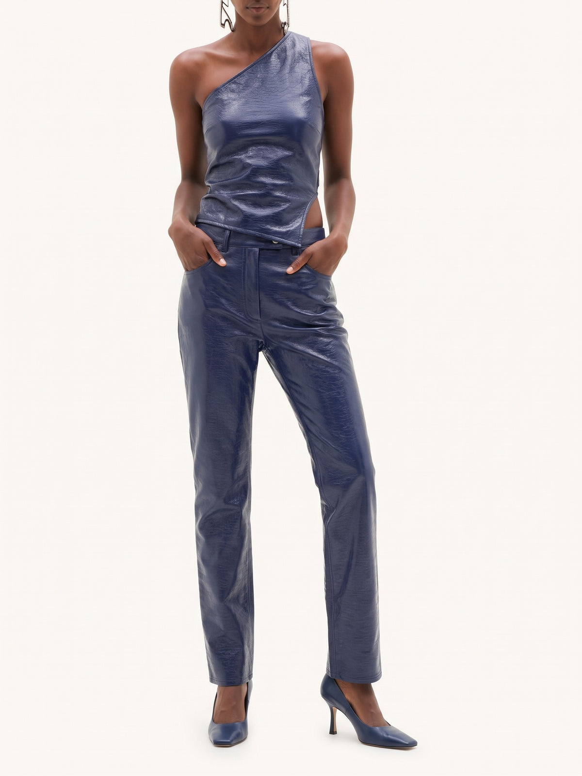 Pantalon 5 poches en vinyle - Ink