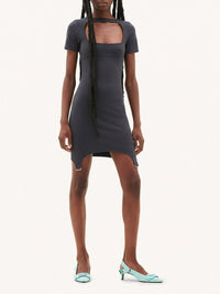 A-line technical jersey dress - Black