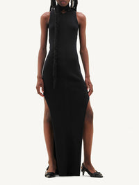 Robe longue à strass en maille côtelée - Black