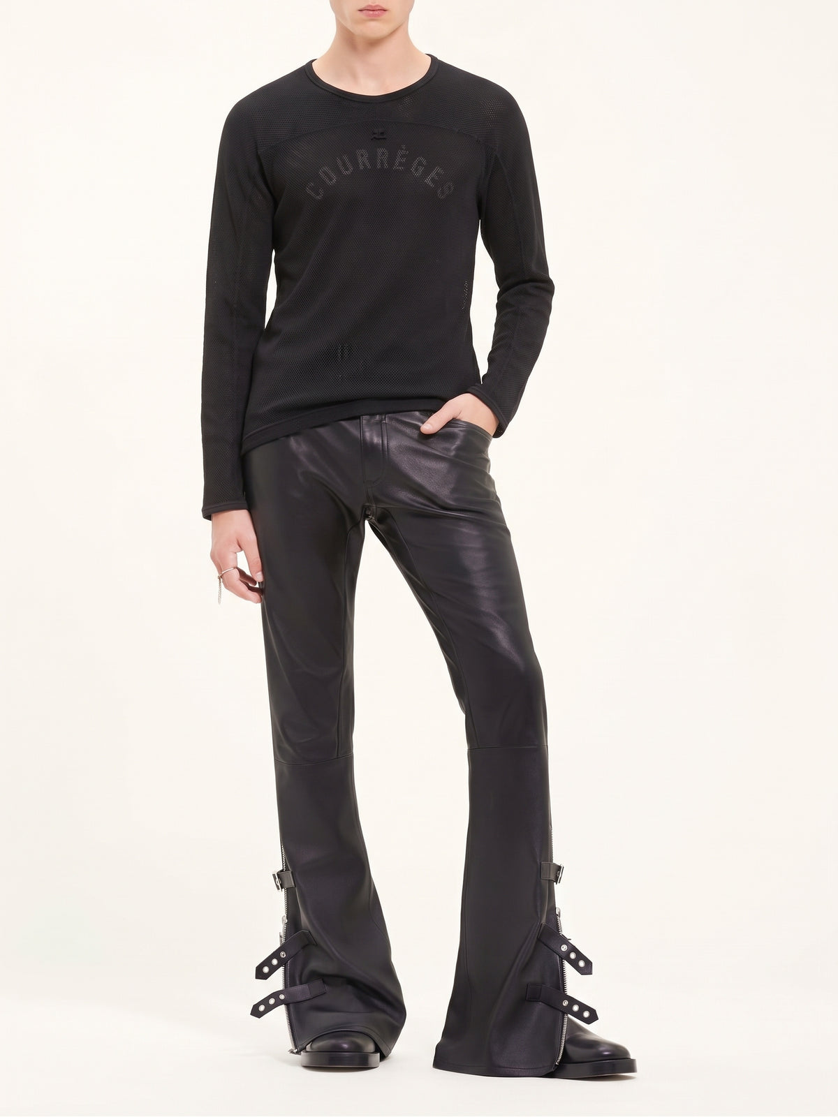 T-shirt à manches longues en mesh - Black