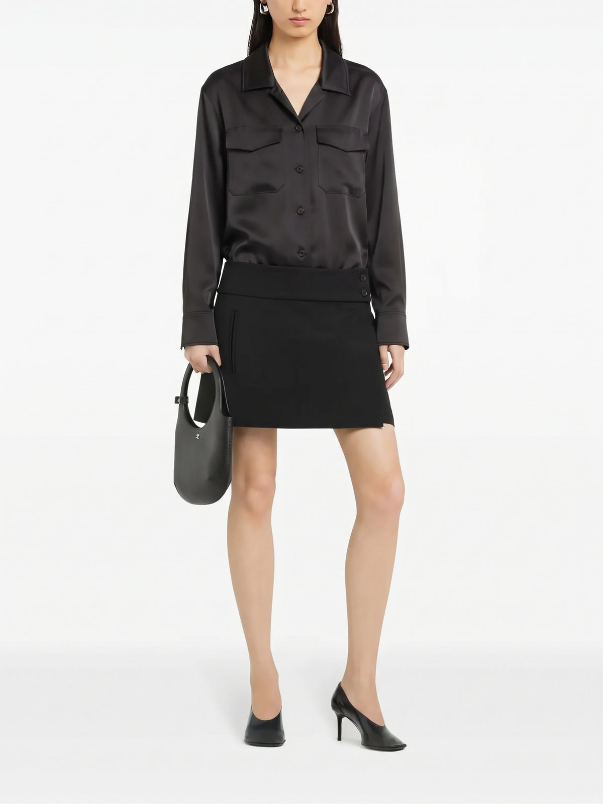 Chemise 2 poches en satin - Black