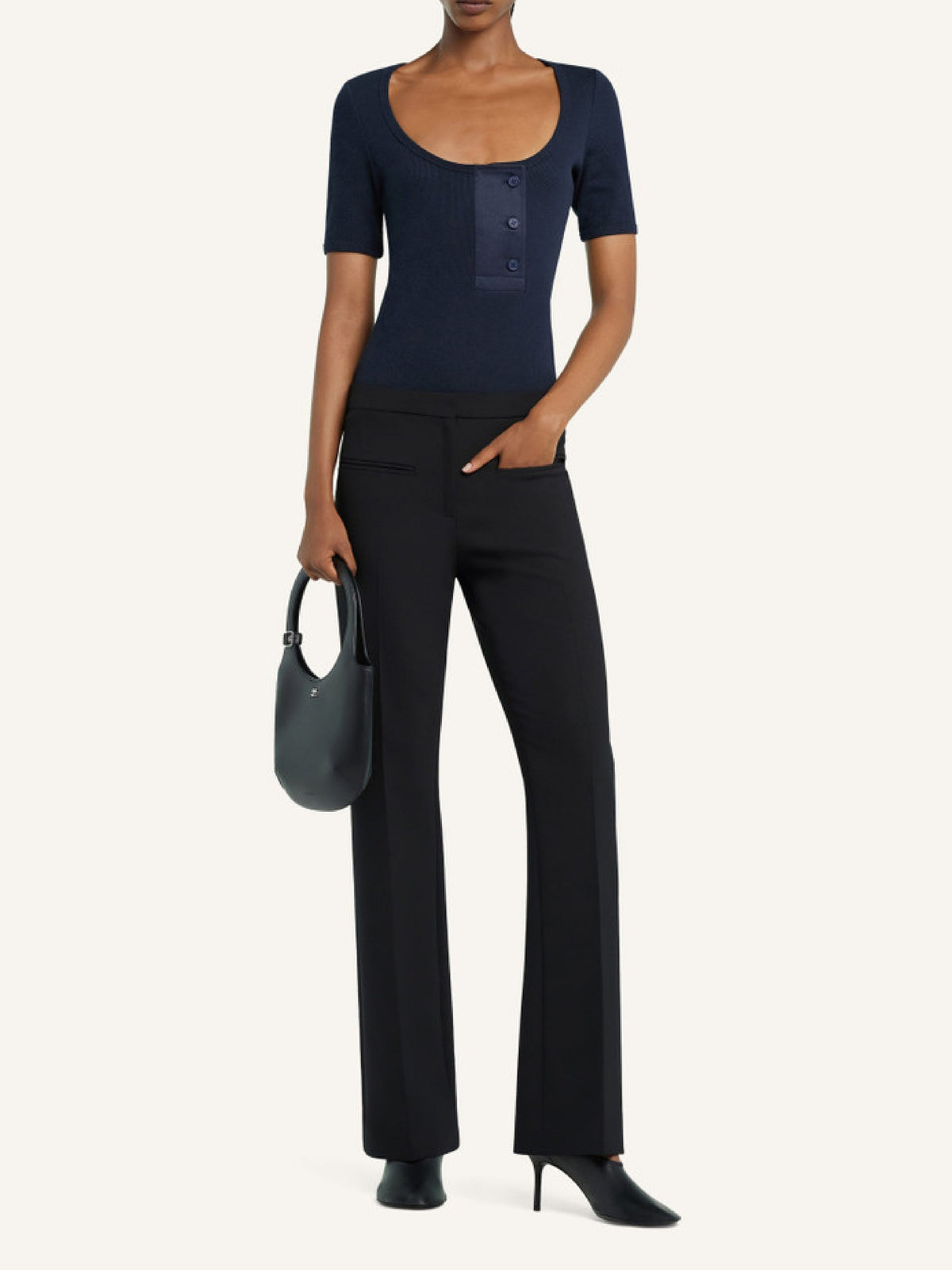 Pantalon bootcut Héritage en laine - Black