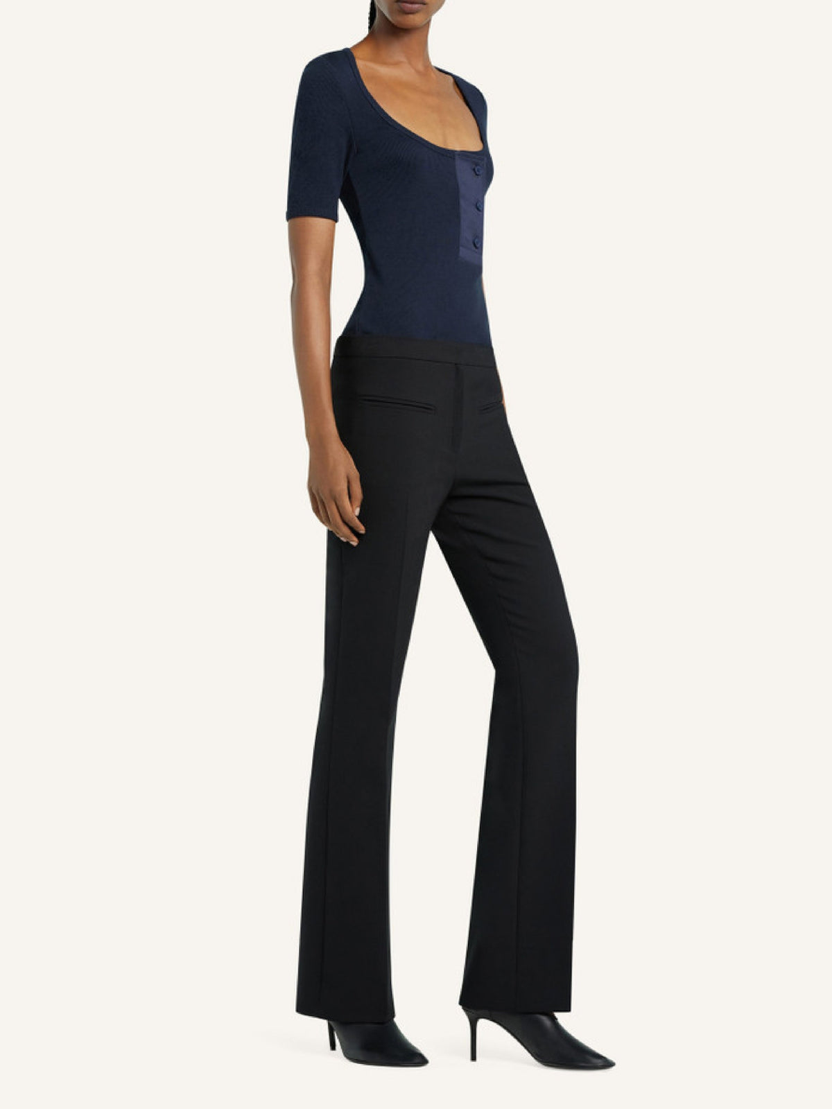 Pantalon bootcut Héritage en laine - Black