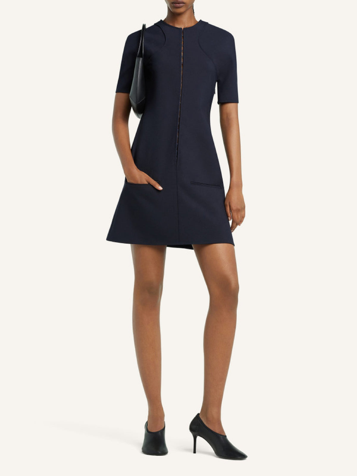 Robe mini trapèze Scuba en laine - Navy