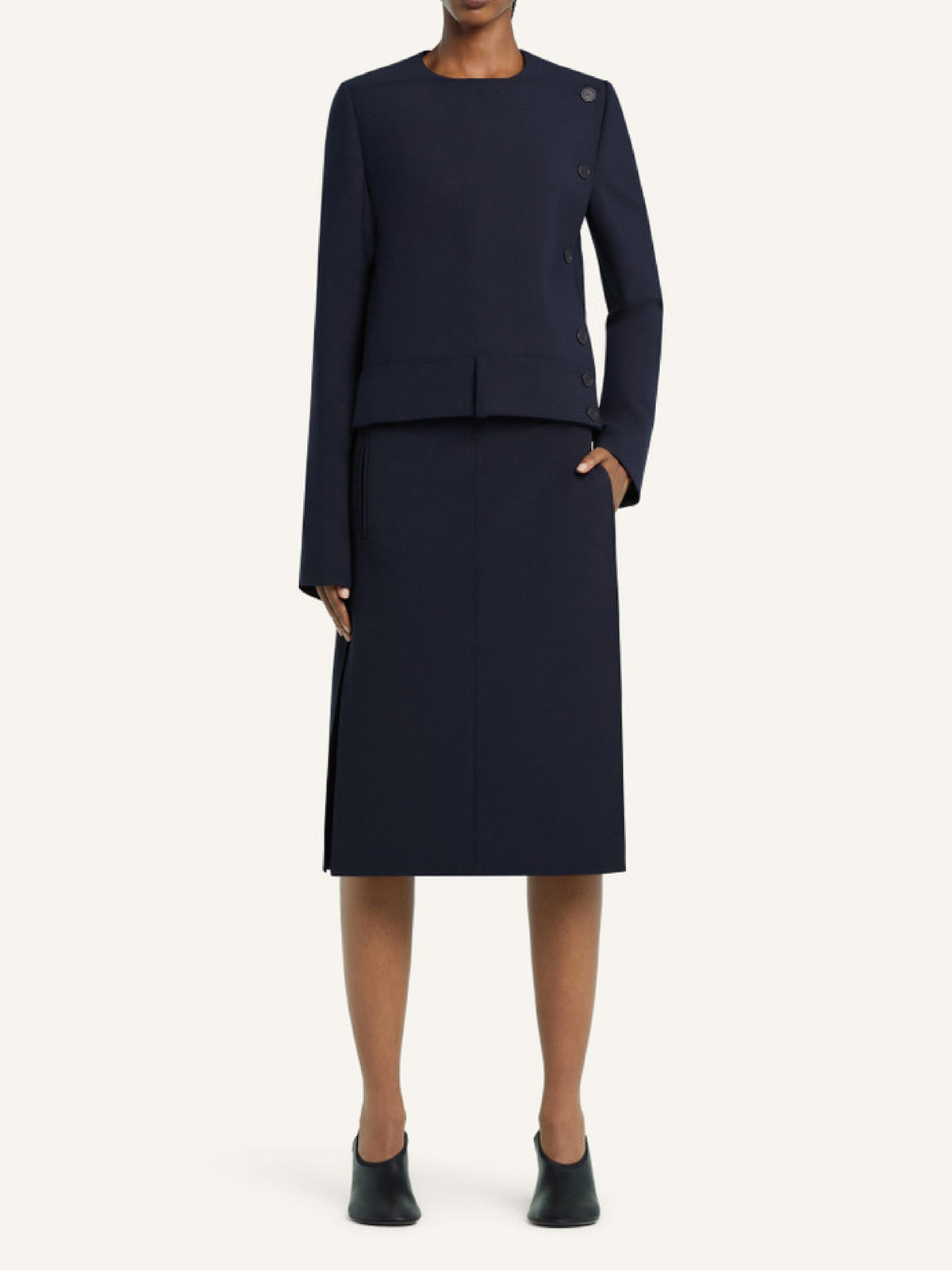 Veste Oblique Héritage en laine - Navy