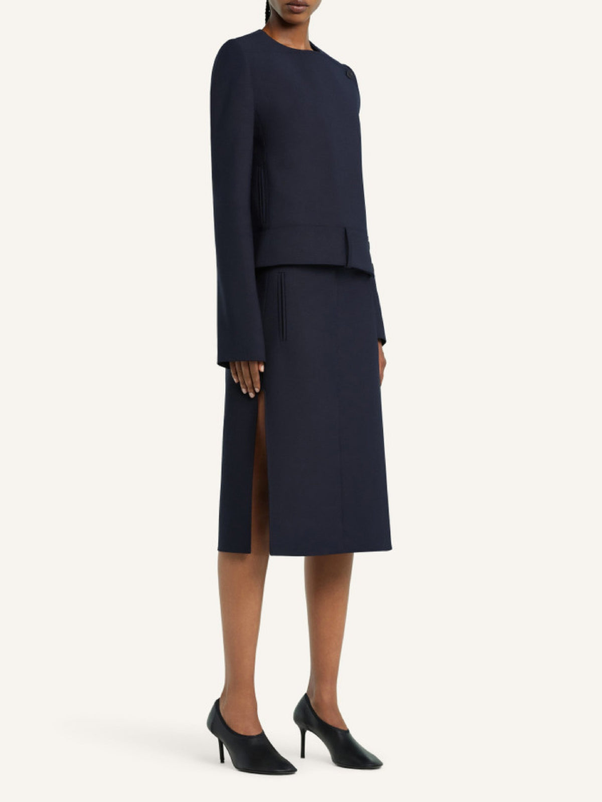 Veste Oblique Héritage en laine - Navy