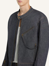Blouson Biker Scuba en denim - Dark Heather Grey