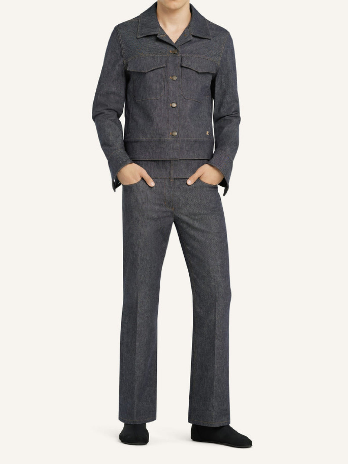 Blouson Trucker utilitaire en denim - Dark Heather Grey