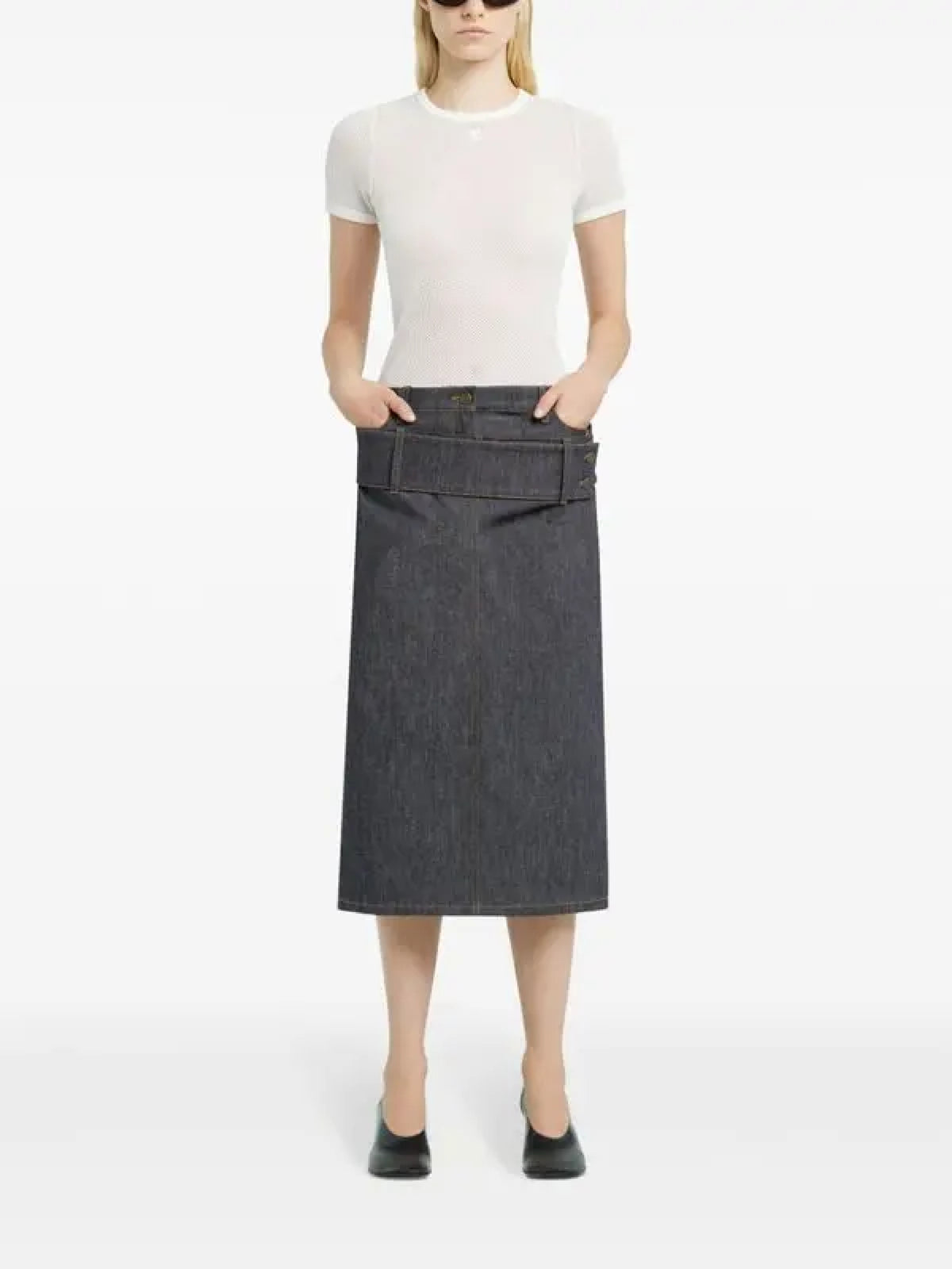 PRIX MARQUE : 190 / JUPE CEINTURE DOUBLE EN DENIM
