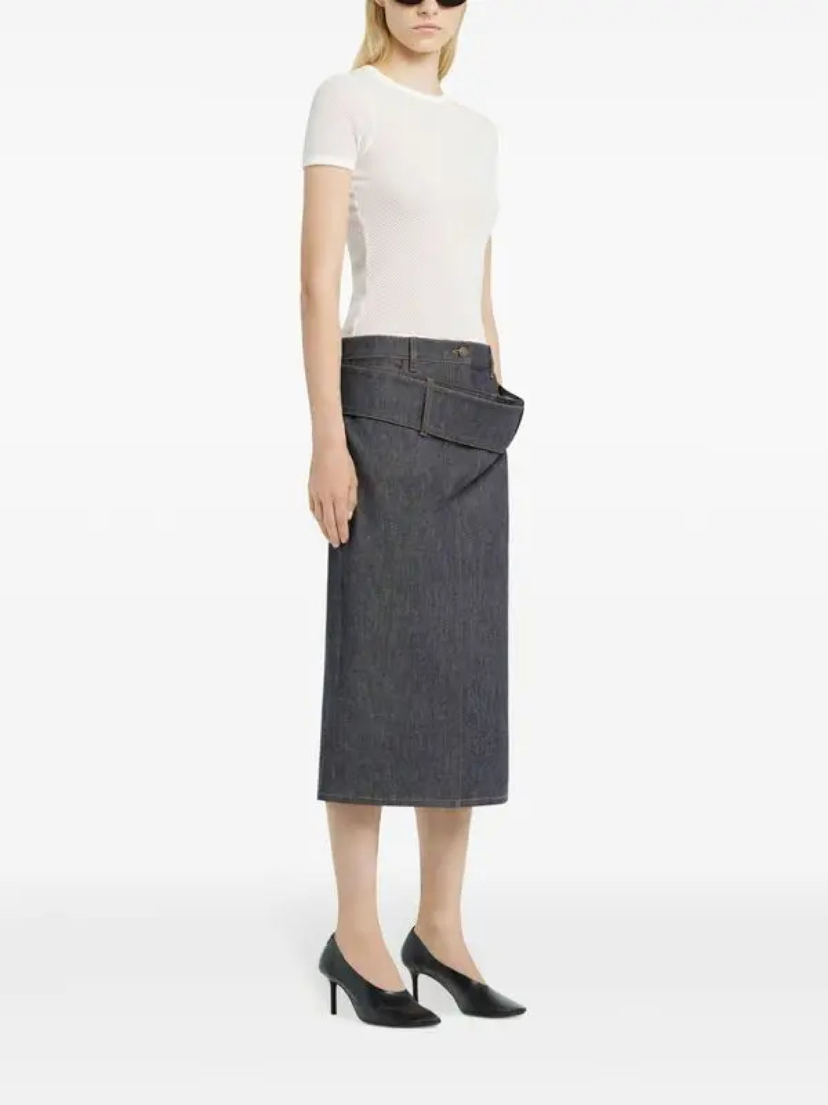 PRIX MARQUE : 190 / JUPE CEINTURE DOUBLE EN DENIM