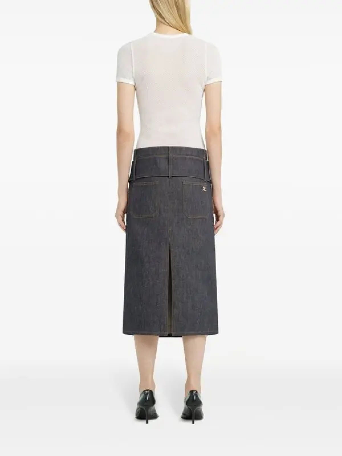 PRIX MARQUE : 190 / JUPE CEINTURE DOUBLE EN DENIM