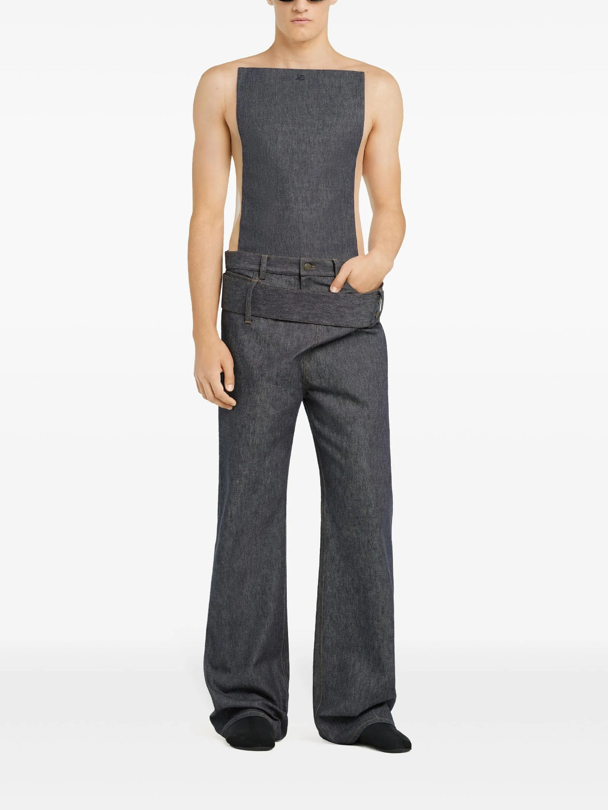 PRIX MARQUE : 170 / PANTALON CEINTURÉ BAGGY EN DENIM