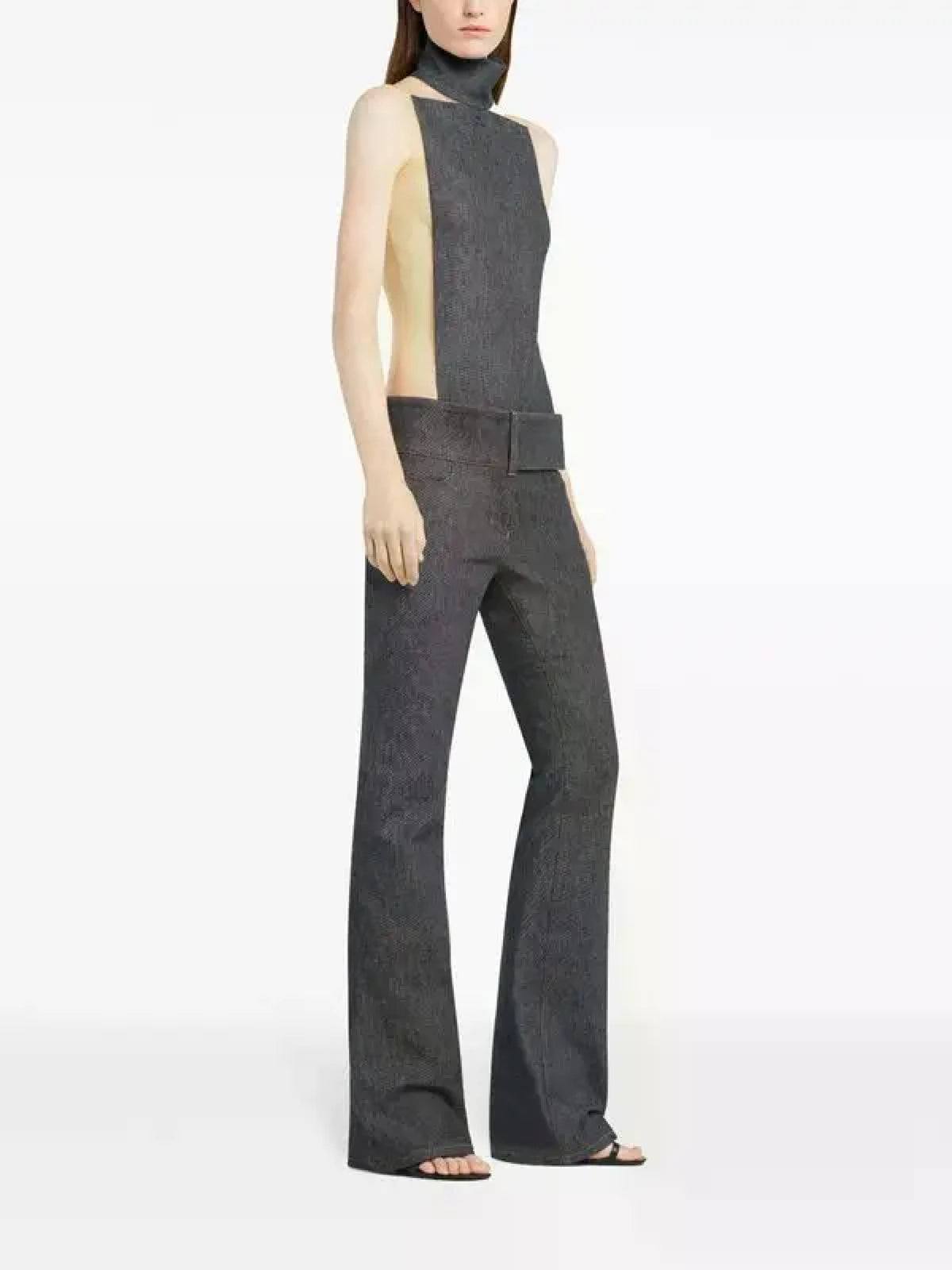 PRIX MARQUE : 120 / PANTALON BOOTCUT CEINTURÉ EN DENIM