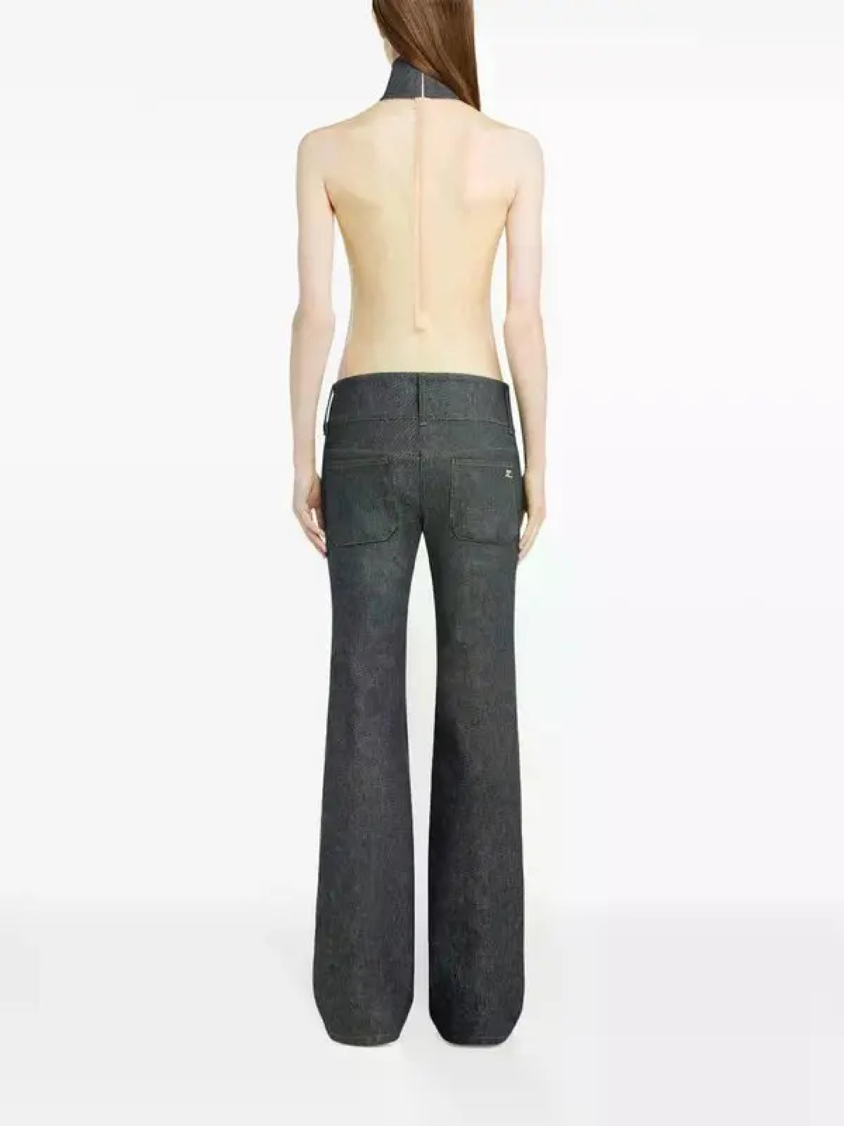 PRIX MARQUE : 120 / PANTALON BOOTCUT CEINTURÉ EN DENIM