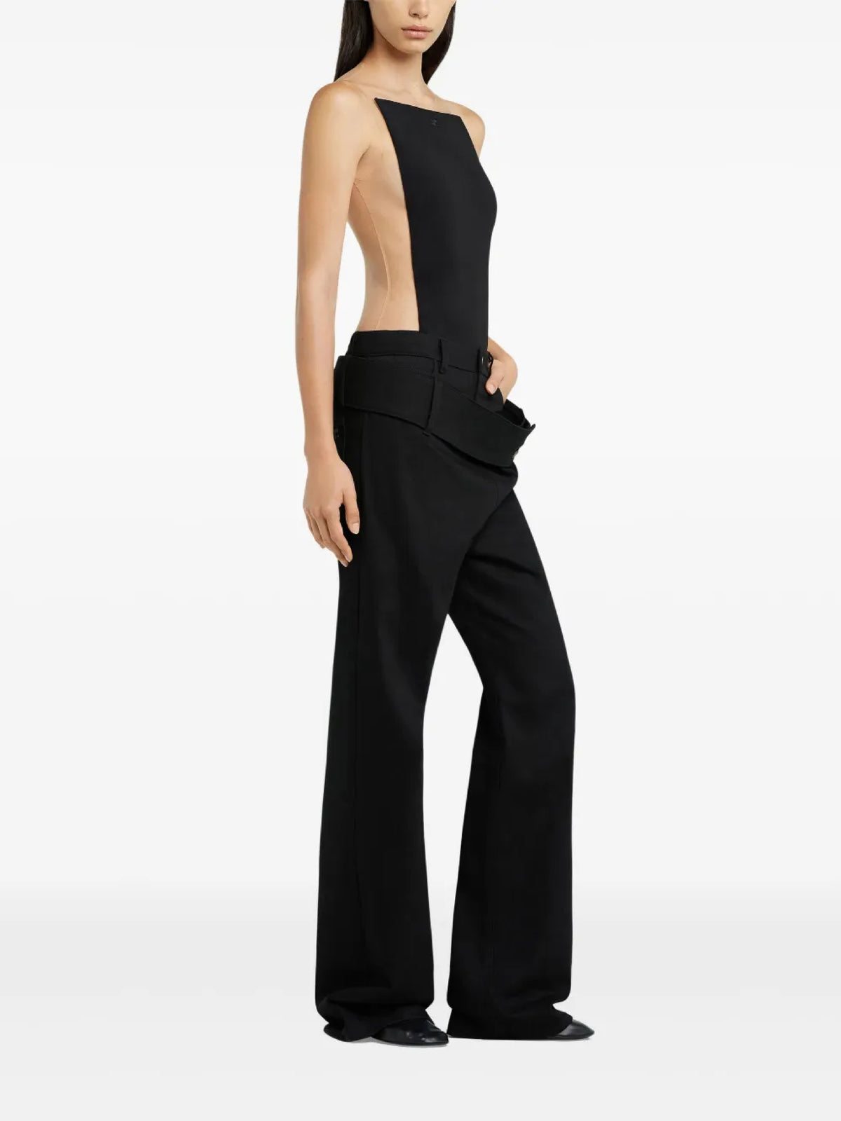 PRIX MARQUE : 170 / PANTALON EN DENIM CEINTURE DOUBLE