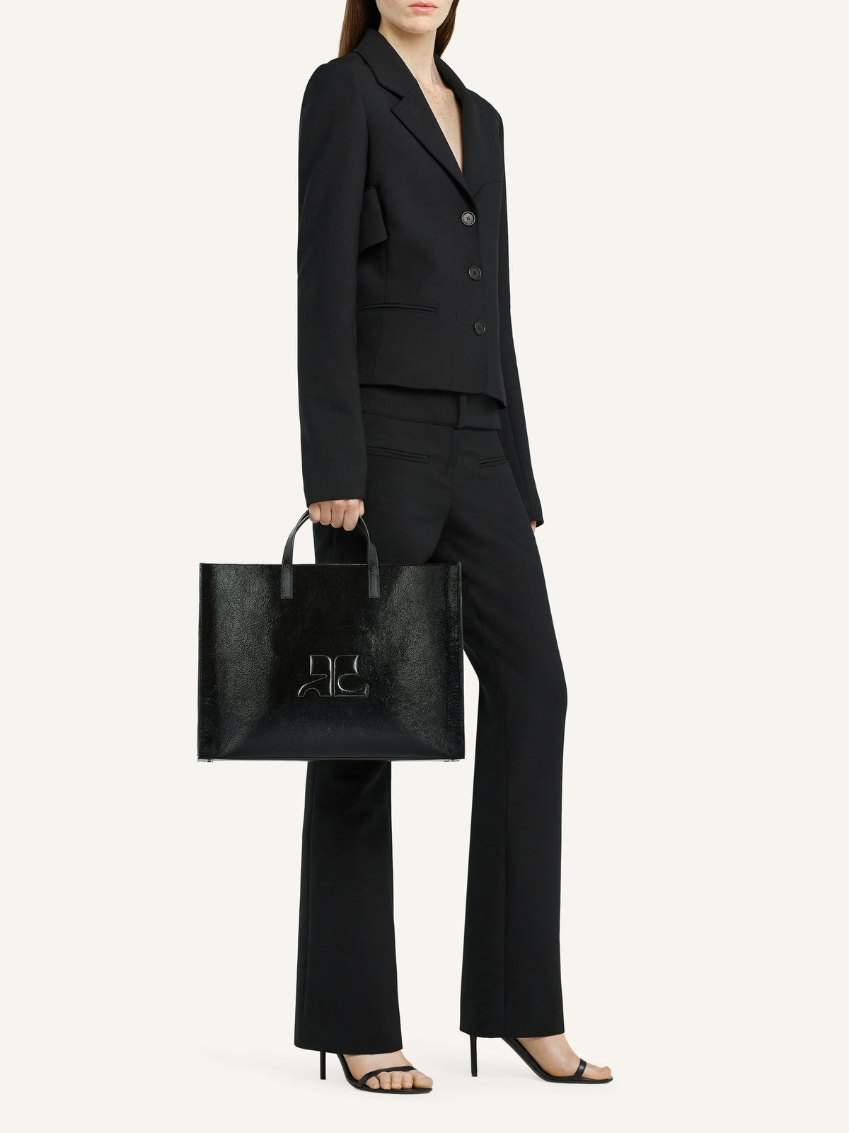 Tote bag Héritage AC logo en cuir - Black