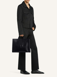 Tote bag Héritage AC logo en cuir - Black