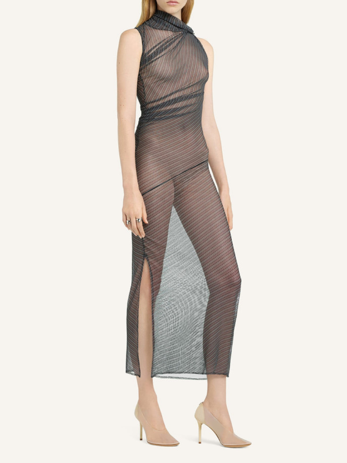 Robe drapée en mesh - Black & Ruby
