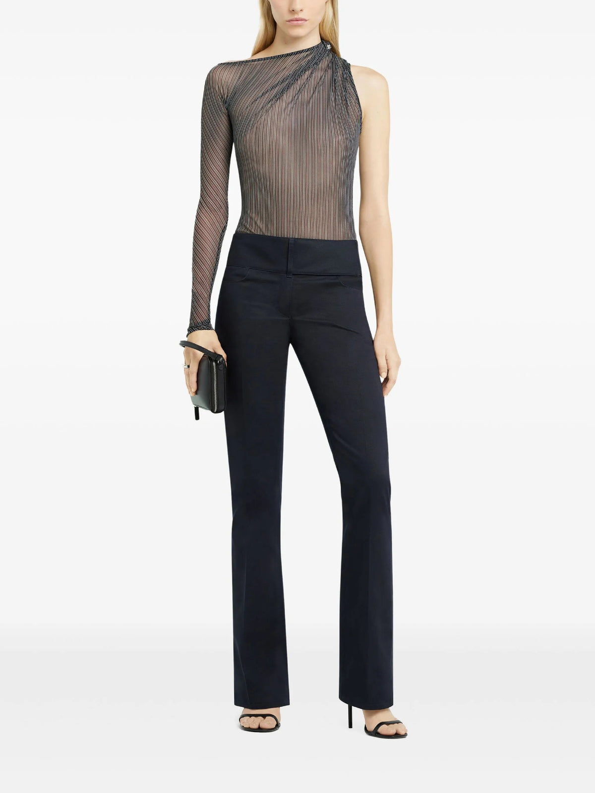 PRIX MARQUE : 130 / TOP ASYMÉTRIQUE RAYÉ EN MESH