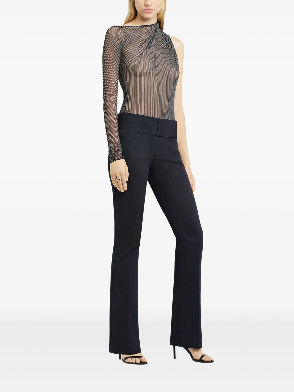 PRIX MARQUE : 130 / TOP ASYMÉTRIQUE RAYÉ EN MESH
