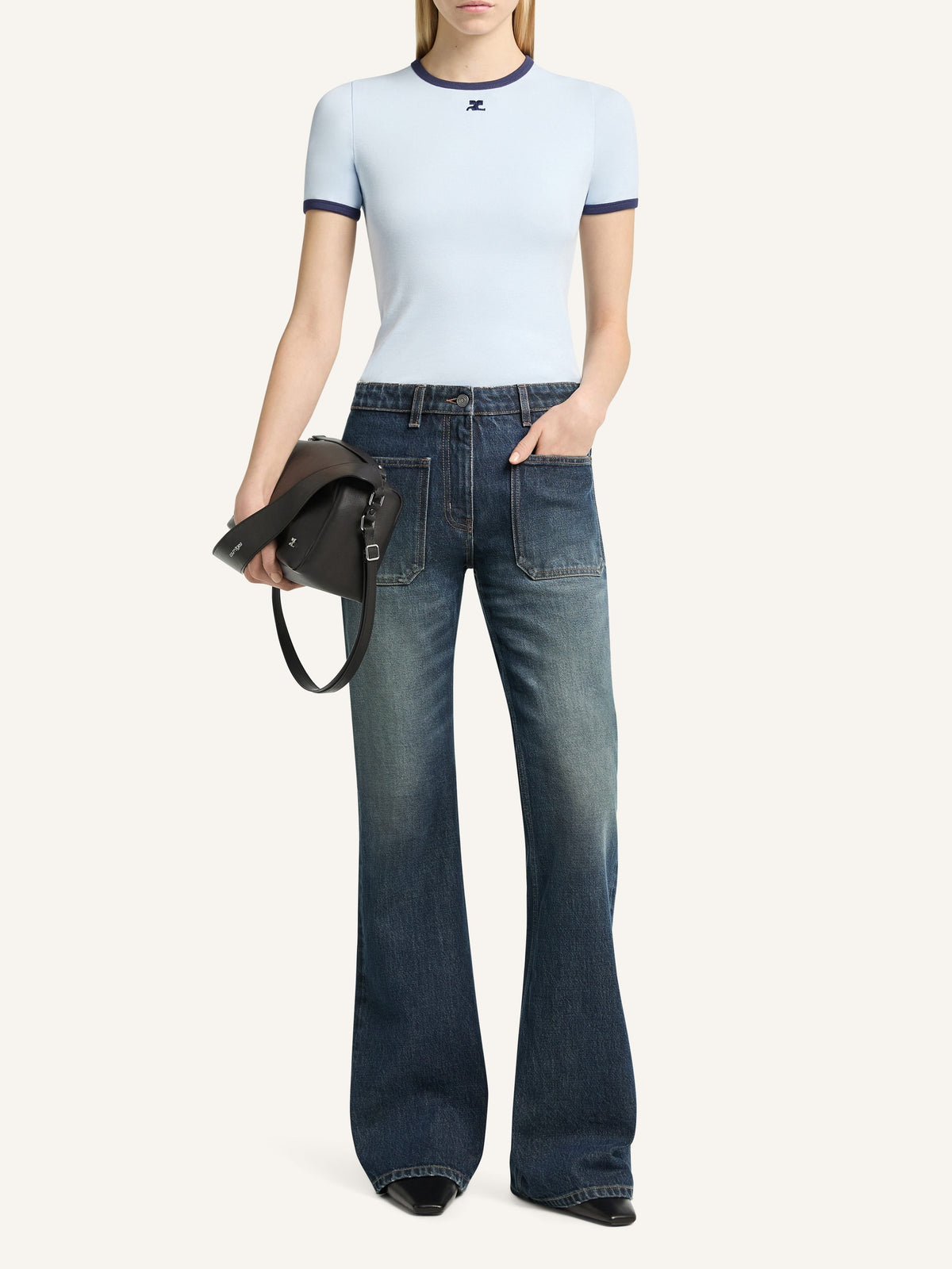 T-shirt contrasté Héritage - Soft Blue & Work Blue